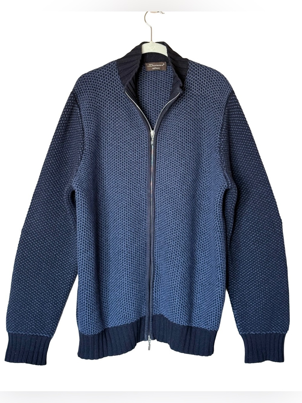 Doriani 100% Cashmere Full Zip Sweater Italy Blue/Black Men’s XXL 56 Luxury - Picture 3 of 14